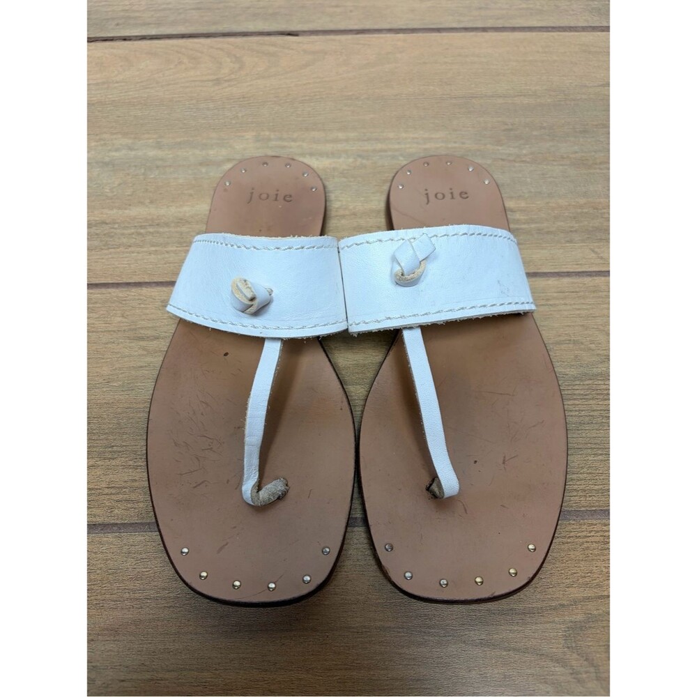 JOIE- White Leather Thong Sandal Made in Italy Retail $198